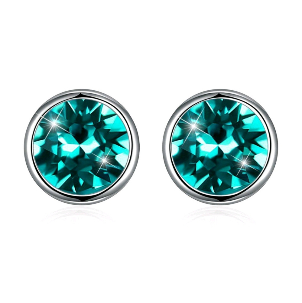 *New!* Sterling Silver Aqua Crystal Stud Earrings